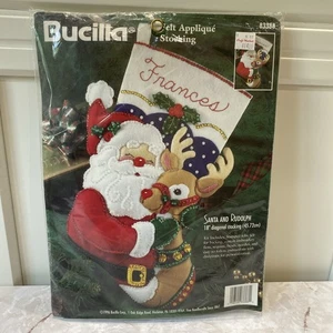 Bucilla Santa and Rudolph 18" Felt Applique Christmas Stocking Kit 83388 New - Picture 1 of 7