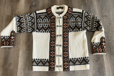 Cárdigan suéter de lana Nordstrikk vintage años 80 cierres de peltre nórdico talla justa L Foto 1 de 4