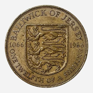 1966 JERSEY CHANNEL ISLANDS BRITISH 1 PENNY COMMEMORATIVE COIN ELIZABETH II UK - Picture 1 of 2