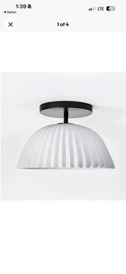 Scalloped Semi-Flush Mount Pendant Ceiling Light, White & Black (NEW) - Image 1 of 2