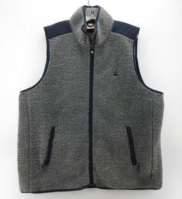 Brooks Brothers Chaleco Hombres XXL Gris Peluche Sherpa Vellón Chaqueta Abrigo Pila Profunda Logo Foto 1 de 4