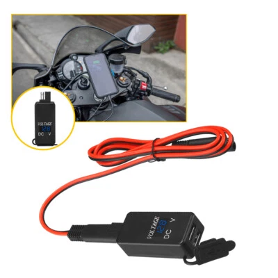 Motorcycle USB Charger Voltmeter Quick Charger Dual QC3.0 Power Adapter 12-24V - Image 1 of 4