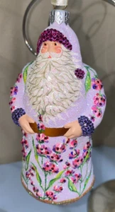 PATRICIA BREEN Vetro Babbo Natale Ornamento MADE IN POLONIA Fiori RARO HTF (ToteTT) - Foto 1 di 12