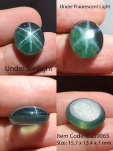 16.90 Ct 15.7x13.4 MM Emerald Green Star Sapphire 6 Rays Lab Corundum EGS9065 - Picture 1 of 7
