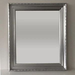 Transitional Picture Frame Silver Wall Mirror 25 in. x 29 in. New Glass - Picture 1 of 12