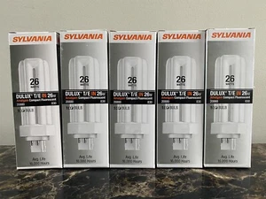 5 Pack Sylvania DULUX D 26W CF26DT/E/IN/830 20880 Compact Fluorescent NEW in Box - Picture 1 of 5