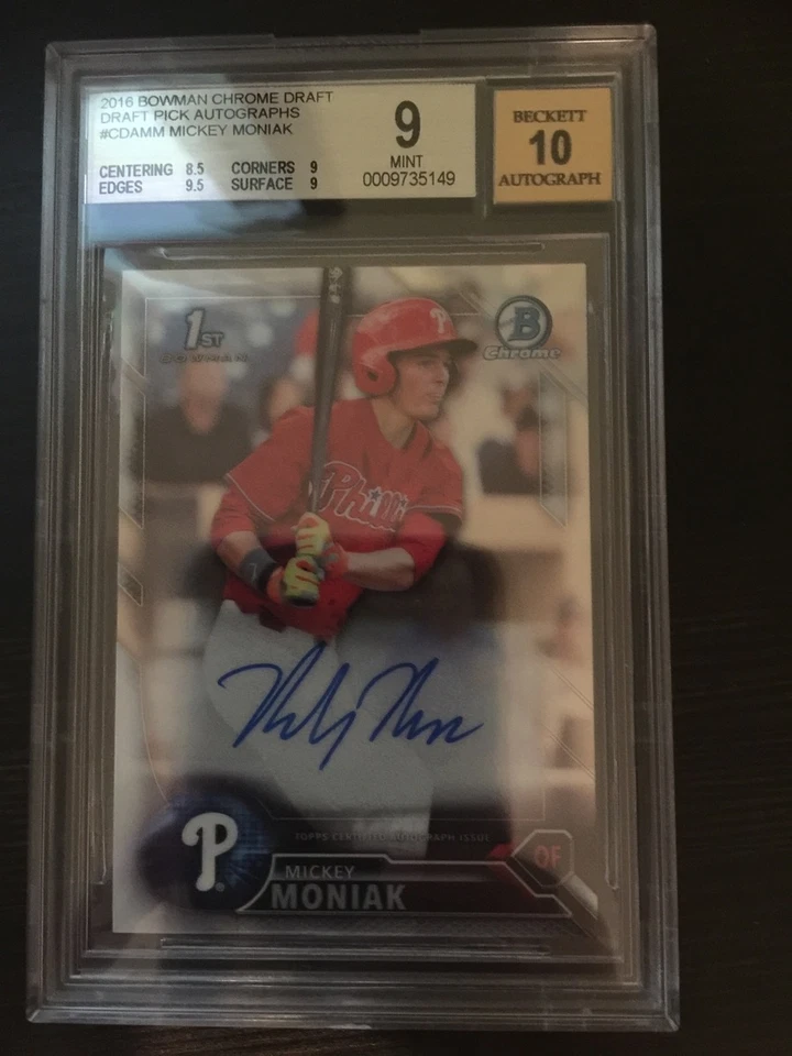 2016 Bowman Draft Chrome Mickey MONIAK auto rookie BGS 9 /10 PHILLIES - Image 1 of 1