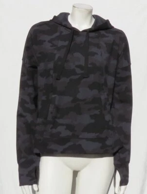 IDEOLOGY Mujer’s L Negro Gris Camuflaje Calce Relajado Sudadera con Capucha Pullover Top Mangas Largas Foto 1 de 4