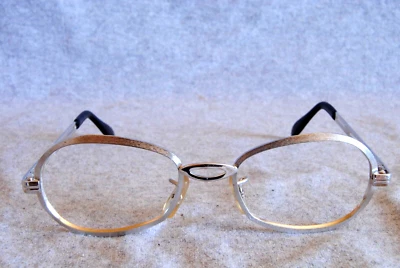 eyeglasses frames brushed chrome look japan vintage 48-20 - Image 1 of 4