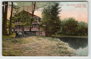 Postcard 1908 Bath House at Silver Lake in Akron, OH. - Picture 1 of 2