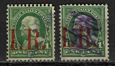 US Revenue 1898 R154 Documentary Tax 1c Green Franklin Faults Lot of 2 Used