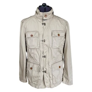 Massimo Dutti Field Jacket Safari Beige Hood Cotton Clasp 3441 Men's XL - Picture 1 of 24