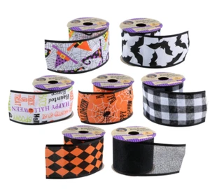 New Wired Edged Ribbon Halloween Bats Hats Happy Halloween ~ Choose ~(Qty 1) - Picture 1 of 10