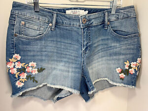 Torrid Denim Floral Embroidered Raw Hem Jean Shorts Womens Plus Size 10 12 24 26