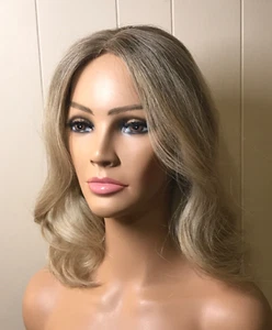 Human Hair Topper Blonde Neutral Tones 13-14" With Gradual Roots - Picture 1 of 8