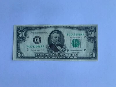 1950 C $50 Fifty dollar Old Used U.S. Currency Serial Number # B30432069A - Image 1 of 4