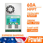 Powmr 60A Mppt Solar Panel Battery Charge Controller 12V/24/36/48V Lcd Regulator