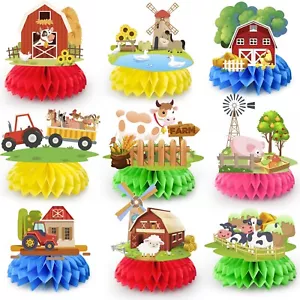 9 Pcs Farm Animals Birthday Party Supplies Farm Party Decoration Baby Shower - Picture 1 of 10