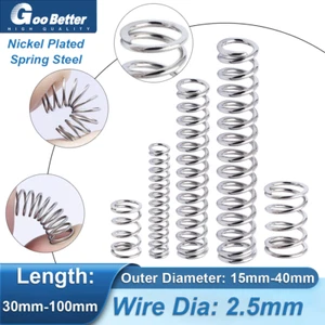 Nickel Plated Compression Spring Wire Dia 2.5mm OD 15mm-40mm Springs Pressure - Picture 1 of 18