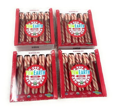 Bastones de caramelo orgánicos YumEarth (paquete de 4) veganos aptos para alergias menta navideña Foto 1 de 3