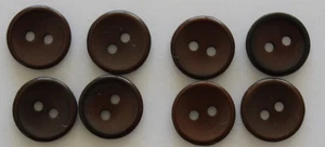 8 x  Brown, 2 Hole, 14mm   Plastic Buttons - Picture 1 of 1
