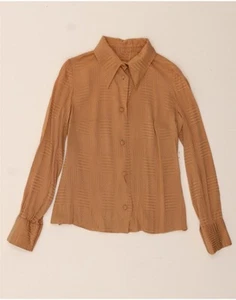 VINTAGE Womens Shirt UK 10 Small Beige Geometric LT28 - Picture 1 of 3