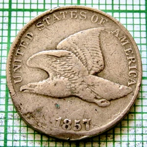 UNITED STATES 1857 ONE CENT Flying Eagle km# 85 yes we do combine postage - Picture 1 of 6