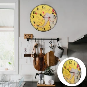 1PC Creative Retro Graffiti Wall Clock Decorative Wooden Wall Hanging Clock - Picture 1 of 12