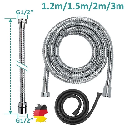 1.2m-3m Brauseschlauch Edelstahl Duschschlauch mit doppeltem Verdrehschutz 1/2" - Bild 1 von 4