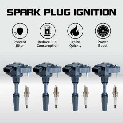 4X Ignition Coils UF680 & Iridium Spark Plugs for 2014-2020 Chevy Camaro Malibu - Imagem 1 de 4