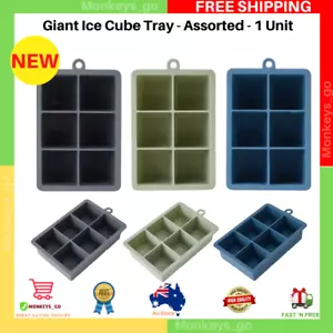 Assorted Giant Ice Cube Tray Jumbo Size Large Silicone 6 Square Mould | NEW AU - Picture 1 of 7