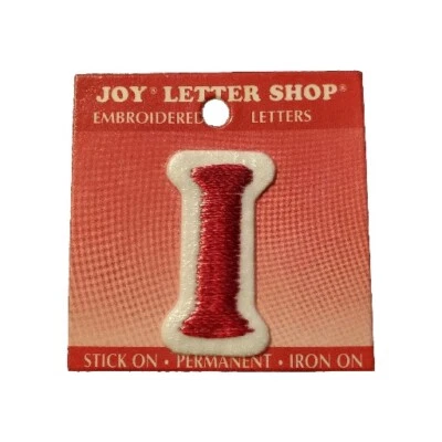 Joy Letter Shop Red I 1.5” Iron Stick On Embroidered Patch Appliqué Crafting - Image 1 of 2