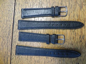 NOS 18MM Correas de Reloj de Cuero Negro Francia LeJour Watch Co Stock Textura Moteada - Imagen 1 de 2