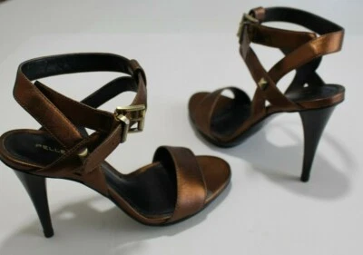 Pelle Moda 6 Bronze All Leather Ankle Strap Sandal Rubber Island Platform Buckle - Image 1 of 4