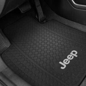 (2) Front Floor Mats OEM JEEP FACTORY LOGO Rubber Liners Black All Weather Slush