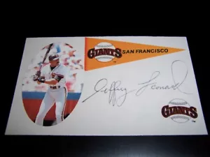 Tarjeta indexada autografiada por Jeffrey Leonard SF Giants DE con autenticación de pase - Imagen 1 de 1