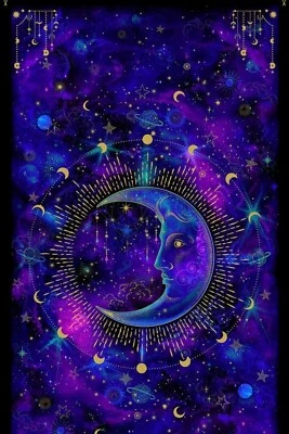 "Cosmos" Tapestry Moon Cosmos Panel Fabric! 100% Cotton 24" X 45*Fast Ship! - Image 1 of 4