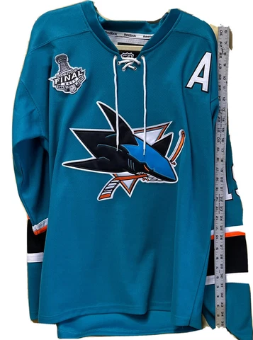 San Jose Sharks Joe Thornton  #19 Jersey REEBOK  Size L ( 50) STANLEY CUP FINALS Cover