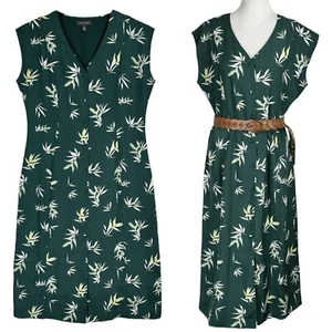 The Limited Green Midi Shirt Dress Size Medium Tropical Foliage Cap Sleeves EUC - Picture 1 of 15