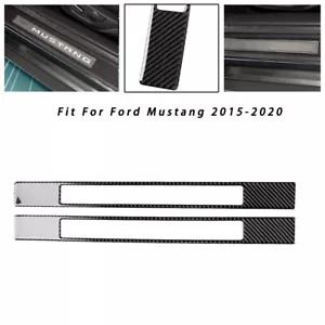 Door Sill Scuff Plate Carbon Fiber Interior Trim Cover For Ford Mustang 15-20-A - Picture 1 of 1