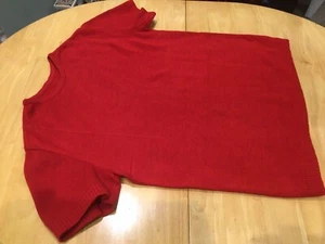 Womens Red Knit Short Sleeves T-Shirt Size 12 - Picture 1 of 2
