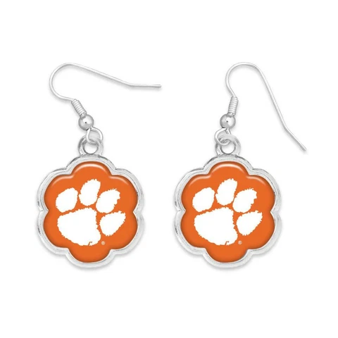 Clemson Tigers Hazel Silver Orange Flower Wire Earrings Jewelry Gift CU Cover