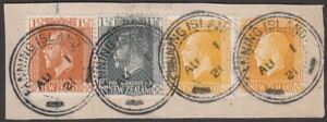 New Zealand used Gilbert Ellice Islands 1921 2d x2 1½dx2 FANNING ISLAND Postmark