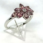 9ct white gold Amethyst cluster ring size R with a small Diamond 2.94 grams