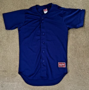 Rawlings Blank Baseball Jersey Men's M Royal Blue Shirtail Button Front - Picture 1 of 6