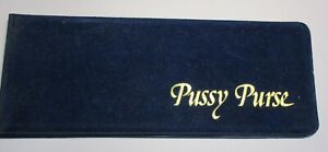 A NOVELTY VINTAGE "PUSSY PURSE" for cheque book / pension book etc ... in blue 