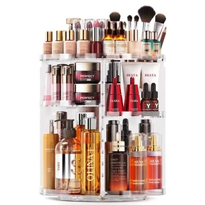 360 Degree Rotating Makeup Organizer Revolving Perfume Cosmetic Storage - Picture 1 of 9
