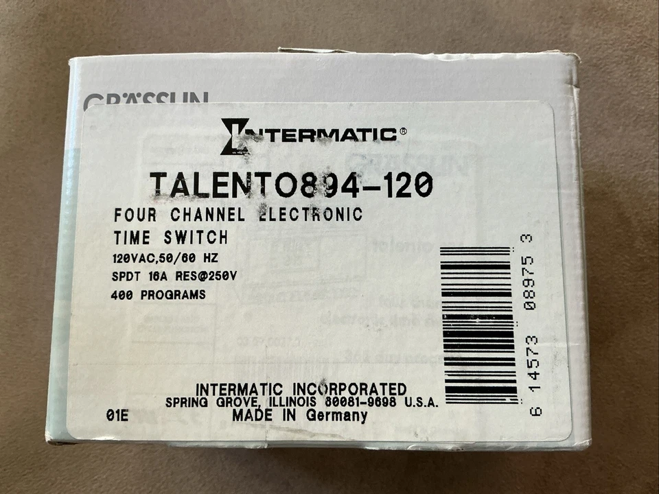 Intermatic TALENTO894-120 Four Channel Electronic Time Switch ~ BNIB ~~ Grasslin - Image 1 of 1