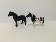 Playmobil Lot Of 2 Figures Black & White Pony Ponies