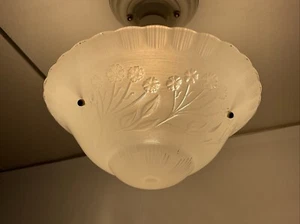 Vintage Art Deco halb bündige Halterung Glas Deckenleuchte weiß 20er 30er 40er 50 60er - Bild 1 von 21